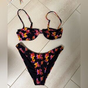 Monday swim Floral Black Bikini Set